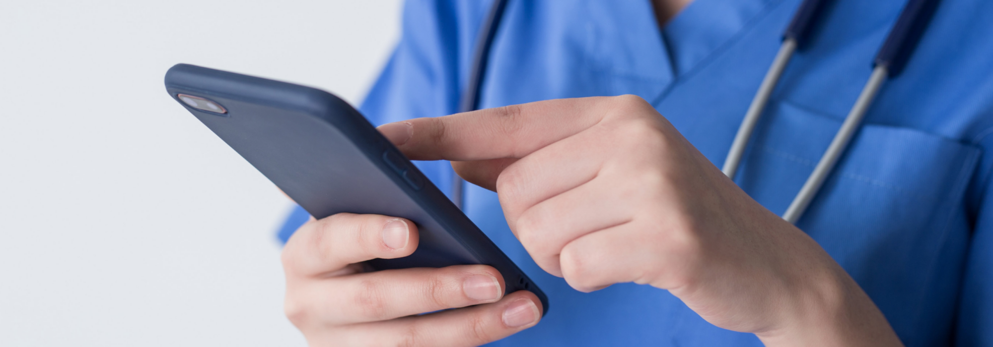 NHS worker using healthcare app solution